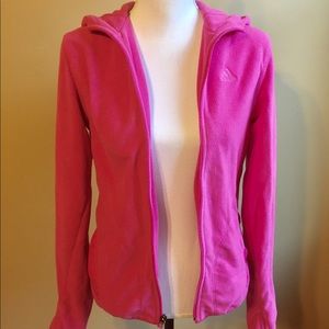 Adidas fleece full zip jacket bright pink